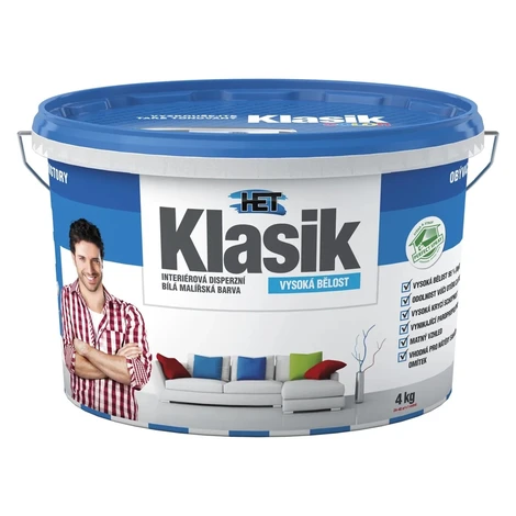 HET Klasik Interiérová disperzná biela maliarska farba 4 kg