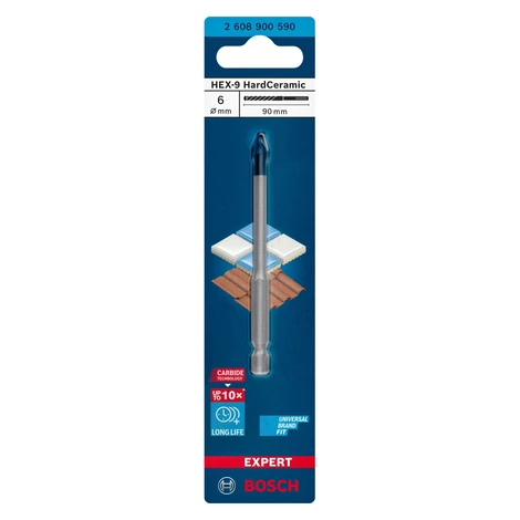 Bosch Vrták do tvrdých dlaždíc Expert HEX-9 HardCeramic, pr. 6 x 90 mm
