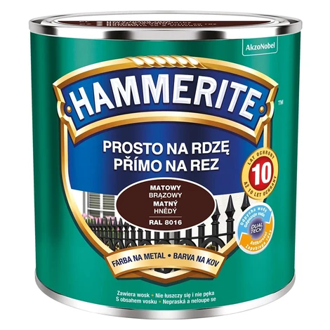 HAMMERITE Priamo na hrdzu farba na železné kovy matná hnedá 0,25 l
