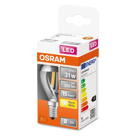OSRAM LED žiarovka CLP31 zrkadlová 4 W E14 2700 K teplá biela strieborná