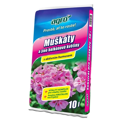 AGRO Substrát pre muškáty a iné balkónové rastliny 10 l