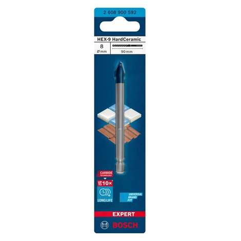 Bosch Vrták do tvrdých dlaždíc Expert HEX-9 HardCeramic, pr. 8 x 90 mm