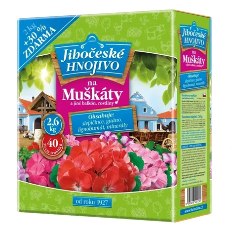 Jihočeské hnojivo na muškáty a balkónové rastliny 2,6 kg