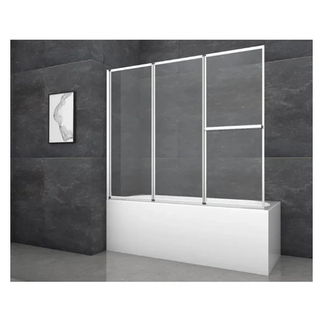 Aurlane Skladacia vaňová zástena Silver Comfort 166,4 cm x 140 cm chróm 3-krídlo