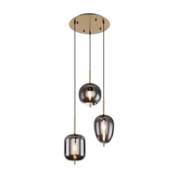 GLOBO Závesné svietidlo BLACKY I mosadzná/dymová E14 40 W pr. 460 x 1200 mm