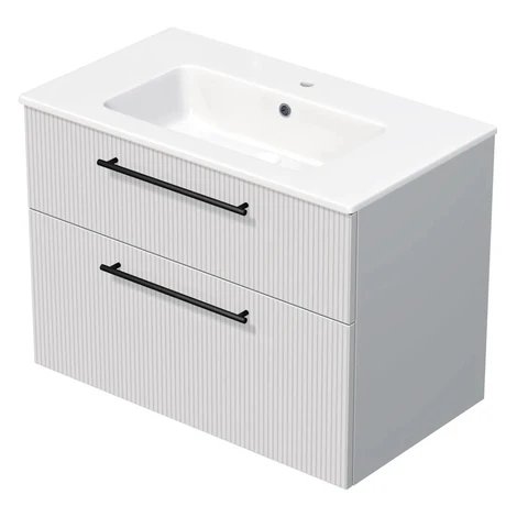 INTEDOOR Kúpeľ.skriňa+umývadlo BEE, úchyt čierny, 2 zás., š.81cm, biela 3D pruhy