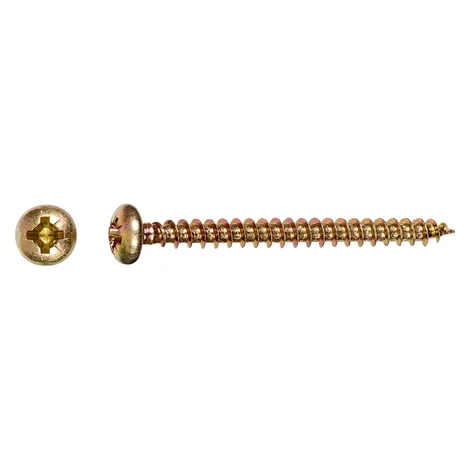 Uni skrutky s polguľatou hlavou PZ2 plný závit žlto pozinkovaný 5 x 50 mm, 10 ks