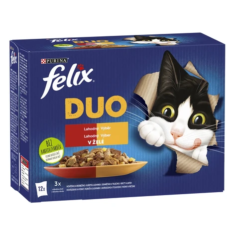 Purina Kapsičky pre mačky Felix DUO hovädzie, hydinové, pečeň, jahňacie 12 x 85