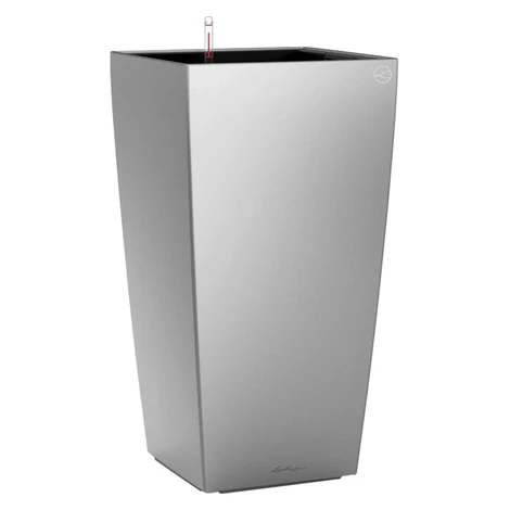 Lechuza Kvetináč Cubico Premium 22, strieborná metalická, 22 x 22 x 41 cm