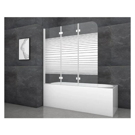 Aurlane Skladacia vaňová zástena White Stripes 3 biela 140 cm x 140 cm 3-krídlov