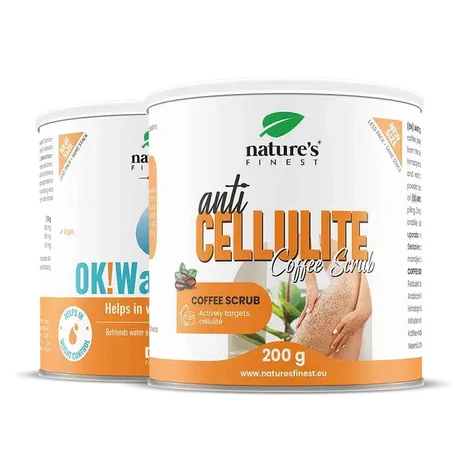 Cellulite Fix | anticelulitní kávový peeling + drenážní nápoj WaterOut | podpora hladší pleti, p
