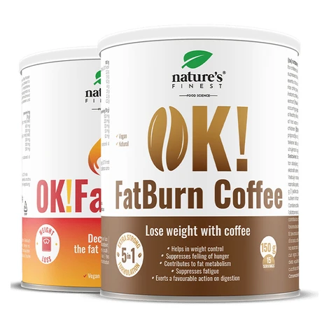 OK!FatBurn Coffee + OK!FatBurn | podpora spalování tuků a kontrole chuti k jídlu | ID-alG + L-ka
