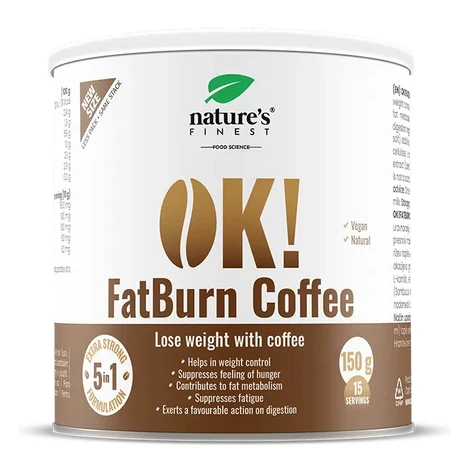 Nature's Finest OK!FatBurn Coffee | funkční slim káva pro kontrolu chuti k jídlu | L-karnitin + 