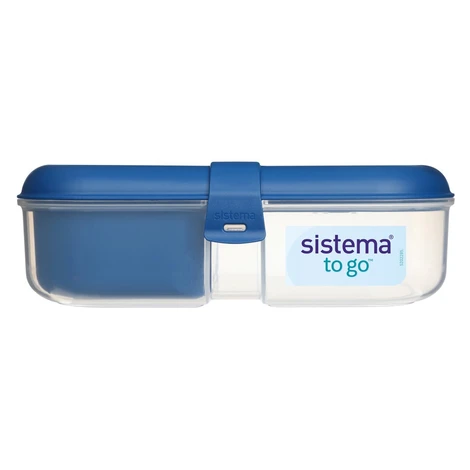 Sistema Delený desiatový box To Go Ribbon s nádobou na jogurt 1,1 l, modrá