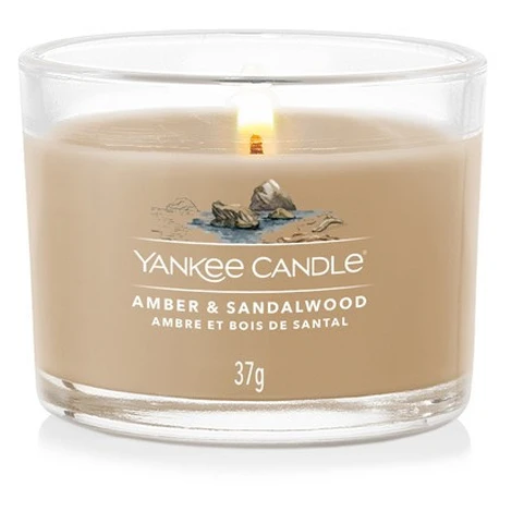 YANKEE CANDLE VOTÍVNA SVIEČKA PLNENÁ V SKLE AMBER & SANDALWOOD