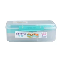 Sistema Delený desiatový box To Go Bento Lunch s nádobou na jogurt a 2 tácky 1,65 l, mätová
