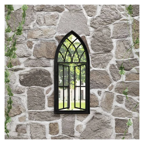 vidaXL Záhradné zrkadlo čierne 70x30 cm exteriérové železo