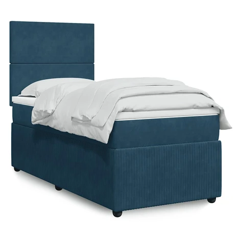 vidaXL Posteľný rám boxsping s matracom tmavomodrý 100x200 cm zamat