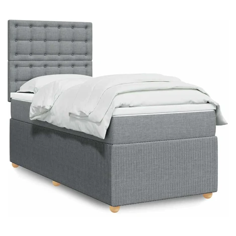 vidaXL Posteľný rám boxsping s matracom bledosivý 90x190 cm látka