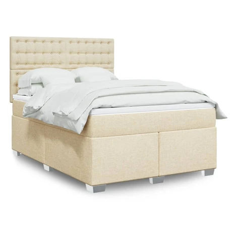 vidaXL Posteľný rám boxspring s matracom krémový 160x200 cm látka