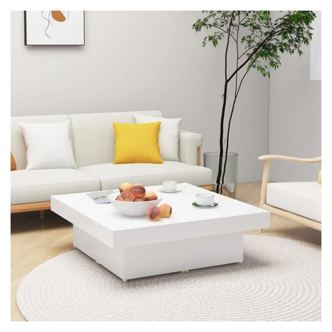 vidaXL Konferenčný stolík biely 90x90x28 cm drevotrieska
