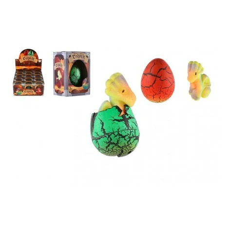 Teddies Vajcia liahnuci a rastúci drak plast 5,5x4,5cm 2 farby v krabičke 8x11cm 12 ks v boxe