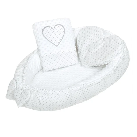 New Baby-Luxusné hniezdočko s vankúšikom a perinkou New Baby Srdiečko biele