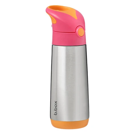 b.box Termoska na pitie so slamkou 500 ml - ružová/oranžová