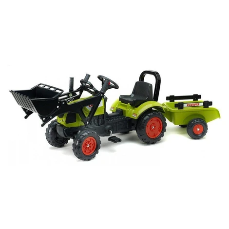 FALK Šliapací traktor Claas Arion 410 s nakladačom a vozíkom - zelený