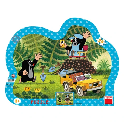 Dino Puzzle Krtko so žltým autom 25 dielikov doskové