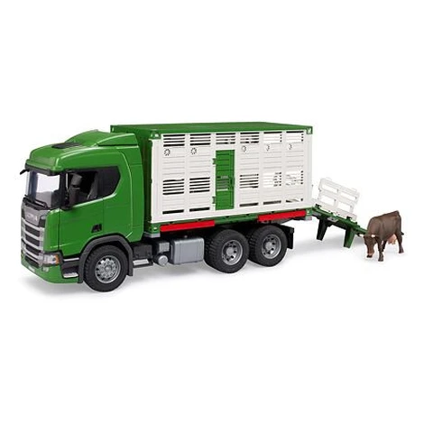 Bruder Nákladné auto SCANIA Super 560R - prepravník na zvieratá, zelený Brüder Mannesmann