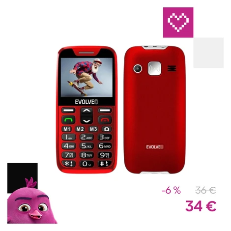 EVOLVEO EasyPhone XR mobilný telefón pre seniorov s nabíjacím stojanom červená