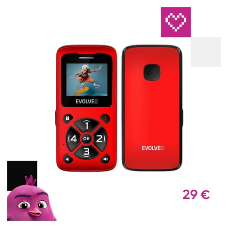 EVOLVEO EasyPhone ID mobilný telefón pre seniorov červený