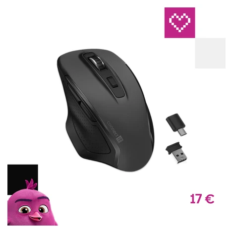 CONNECT IT Dual SmartSwitch bezdrôtová myš, USB-A + C (+1x AA batéria zadarmo) sivá