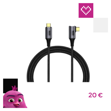 PremiumCord USB4 40Gbps 8K@60Hz 240W Thunderbolt 3 zahnutý kábel 1,2m