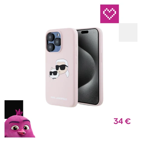 Karl Lagerfeld Liquid Silicone Double Heads Magsafe zadný kryt iPhone 15 Pre ružový