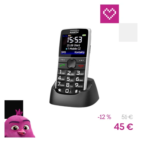 ALIGATOR A675 Senior biely + stolná nabíjačka