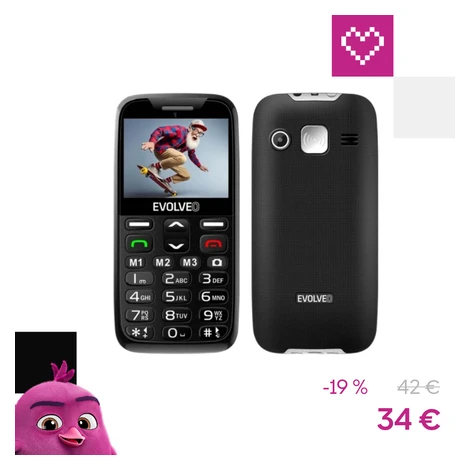 EVOLVEO EasyPhone XR mobilný telefón pre seniorov s nabíjacím stojanom čierna