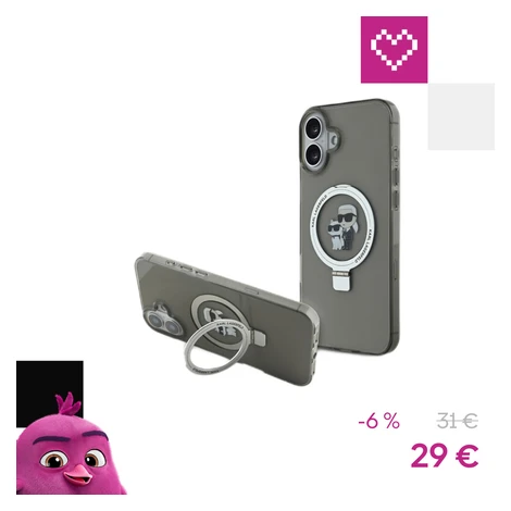 Karl Lagerfeld Ringstand Karl and Choupette MagSafe kryt pre iPhone 16 čierny