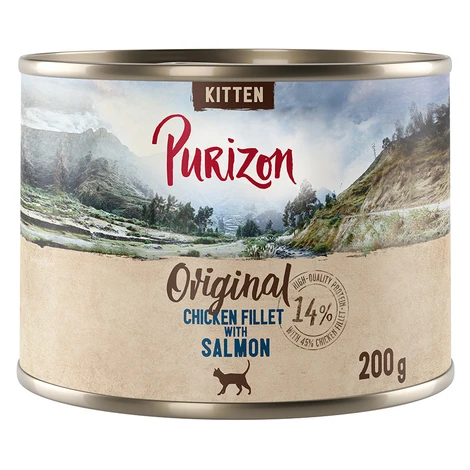 Purizon Kitten 6 x 200 g - bez obilnín - kuracie filety s lososom