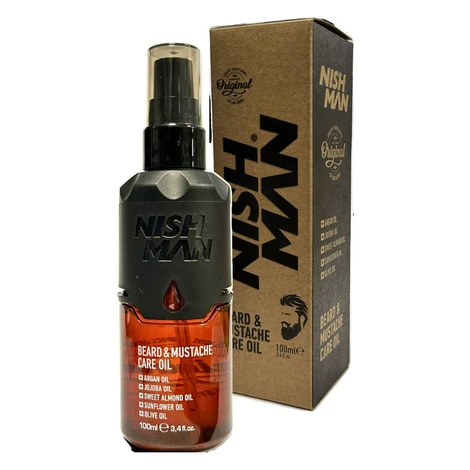 SALON SIZE 100 ml: Nishman Beard & Moustache Care Oil - výživný olej na bradu, 100 ml