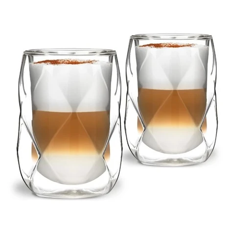 Vialli Design GEO dvojstenné poháre na kávu (cappuccino), čaj a koktaily 250 ml, 2 ks