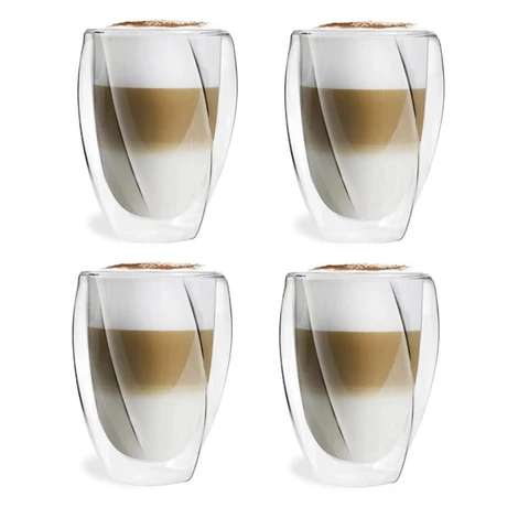 Vialli Design CRISTALLO dvojstenné poháre na kávu (latte) a čaj 300 ml, 4 ks 25493