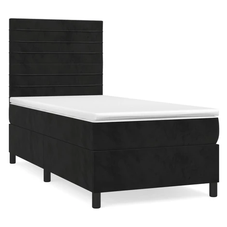 vidaXL Posteľný rám boxspring s matracom čierny 100x200 cm zamat
