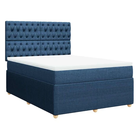 vidaXL Posteľný rám boxspring s matracom modrý 160x200 cm látka