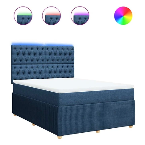 vidaXL Posteľný rám boxspring s matracom modrý 140x200 cm látka