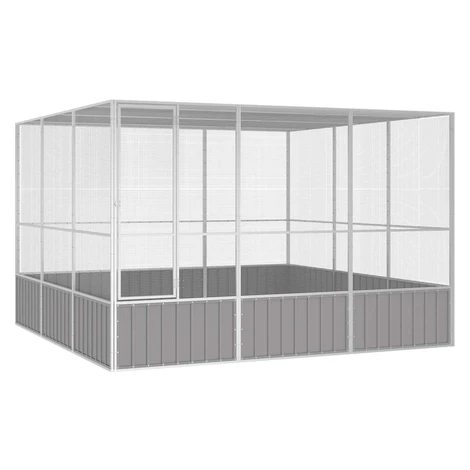 vidaXL Klietka pre vtáky sivá 302,5x324,5x211,5 cm pozinkovaná oceľ