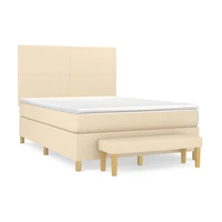 vidaXL Posteľný rám boxspring s matracom krémový 140x200 cm látka