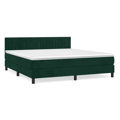 vidaXL Posteľný rám boxsping s matracom tmavozelený 180x200 cm zamat