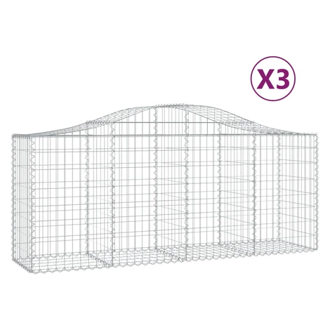 vidaXL Oblúkové gabionové koše 3 ks 200x50x80/100cm pozinkované železo
